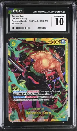 2025 Premium Booster: Best Vol.2 #OP06-118 Roronoa Zoro CGC 10 - Image 1