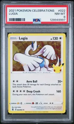 2023 Pokemon Celebrations 022/025 Lugia Holo PSA 8 NM Rare Card Fresh Tcg Wow - Image 1