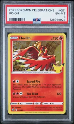 2023 Pokemon Celebrations 001/025 Ho-Oh Holo PSA 8 NM Rare Card Fresh Tcg Wow - Image 1