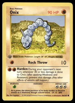 Pokemon Cards Onix 56/102 1ST EDITION Base Set Shadowless WOTC Common NM - Image 1