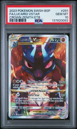 2023 POKEMON SWSH BLACK STAR PROMO #291 FULL ART/LUCARIO VSTAR PSA 10 - Image 1