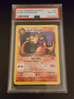 POKEMON 2000 Team Rocket DARK CHARIZARD #21 PSA 8 - Image 1