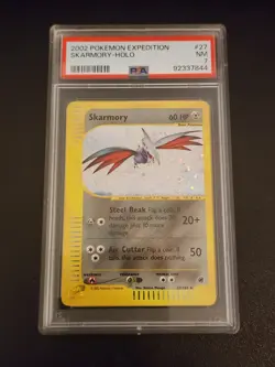PSA 7 NEAR MINT Pokemon Skarmory Holo Rare 2002 Expedition #27/165 - Image 1