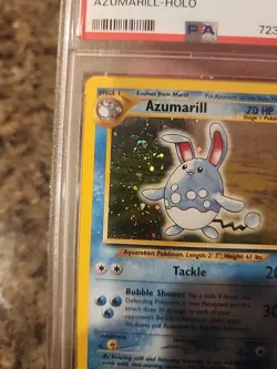 2000 Pokemon Neo Genesis Unlimited Azumarill HOLO #2 PSA 9 Swirl Low POP - Image 3