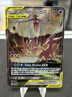 Pokemon Espeon & Deoxys GX SM240 Alternate Art Promo - Tag Team MP - Image 1