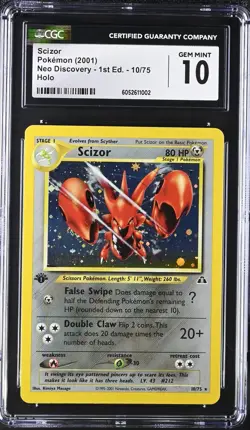 Pokemon CGC 10 1st Edition Scizor Neo Discovery Holo 10/75 Gem Mint 2001 - Image 1