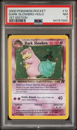 2000 POKEMON ROCKET 1ST ED #12 DARK SLOWBRO-HOLO PSA 7 - Image 1
