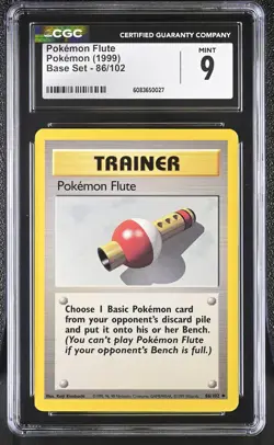 CGC 9 MINT Pokemon Flute 1999 Base Set 86/102 Pokemon Card - Image 1
