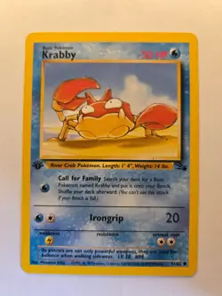 Krabby [1st Edition] #51 Pokemon Fossil HP - Image 1