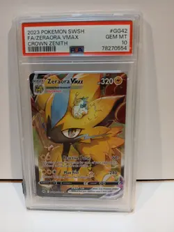 FA/ZERAORA VMAX CROWN ZENITH POKEMON SWSH CROWN ZENITH 2023 GG42 PSA 10 - Image 1