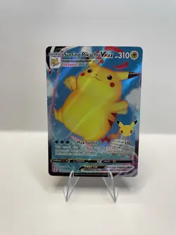 Pokemon TCG Surfing Pikachu VMAX Holo Ultra Rare Card Celebrations 009/025 - Image 1
