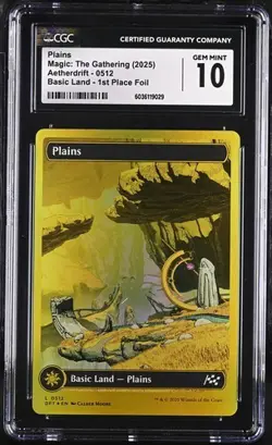 MTG Magic The Gathering Plains 0512 2025 Aetherdrift 1st Place Foil CGC 10 - Image 1