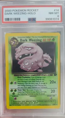 2000 POKEMON ROCKET #14 DARK WEEZING-HOLO NW-MT PSA 8 - Image 1