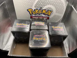 Pokemon TCG: 4 Stacking Tins (12 Booster Packs ) Factory Sealed w/ display stand - Image 2