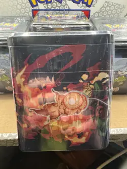 Pokemon TCG: 4 Stacking Tins (12 Booster Packs ) Factory Sealed w/ display stand - Image 3