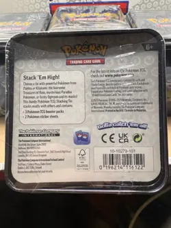 Pokemon TCG: 4 Stacking Tins (12 Booster Packs ) Factory Sealed w/ display stand - Image 4