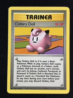Pokemon Clefairy Doll 70/102 Base Set Rare Trainer Wizards Regular English 10 HP - Image 1