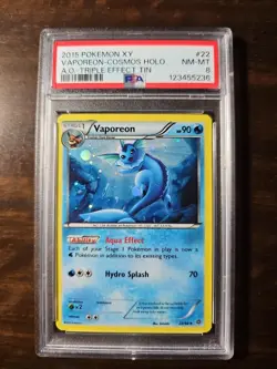 Vaporeon (Cosmos Holo Triple Effect Tins) Holo Pokemon XY Ancient Origins PSA 8 - Image 1