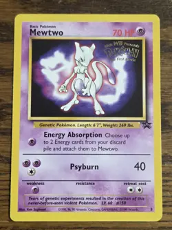 Pokemon Wotc Black Star Promo # 3 Mewtwo **Not Played** - Image 1