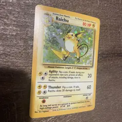 Pokemon TCG Raichu Base Set 14/102 Unlimited Holo Rare LP/LP+ Free Shipping - Image 1
