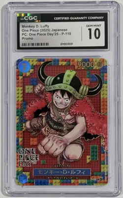 2025 One Piece Monkey D. Luffy #P-110 One Piece Day Promo CGC 10 Gem Mint - Image 1