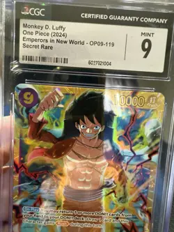 One Piece CCG Monkey.D.Luffy Emperor's New World Secret Rare CgC 9 - Image 2