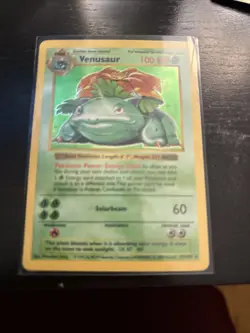 Pokemon TCG Venusaur Base Set Holo Shadowless Rare Card - Image 1