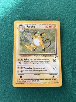 Pokemon TCG Raichu Base Set 2 Holo Unlimited Holo Rare Card 16/130 LP Condition - Image 1