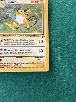 Pokemon TCG Raichu Base Set 2 Holo Unlimited Holo Rare Card 16/130 LP Condition - Image 4