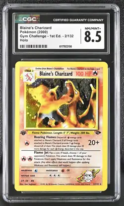 CGC 8.5 Blaine's Charizard Gym Challenge 1st Edition 2/132 Holo Pokemon Card - Image 1