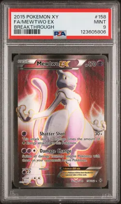 2015 POKEMON XY BREAKTHROUGH #158 FULL ART/MEWTWO EX PSA 9 - Image 1