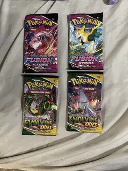 Pokemon TCG Fusion Strike & Evolving Skies Booster Packs Lot of 4 - Image 1