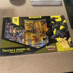Pokemon TCG Pikachu and Zekrom-GX Tag Team Premium Collection Brand New See Pics - Image 1