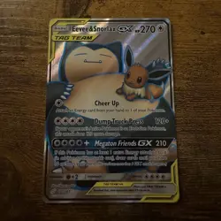 Pokemon Eevee & Snorlax GX TAG TEAM Full Art Holo 171/181 Sm-Team Up - Image 1