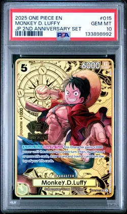2025 ONE PIECE ST13-015 JAPANESE 2ND ANNIVERSARY SET MONKEY D LUFFY ENG PSA 10 - Image 1