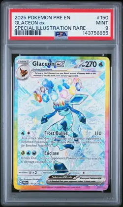 2025 POKEMON PRISMATIC EVOLUTIONS SPECIAL ILLUSTRATION RARE GLACEON EX PSA 9 - Image 1