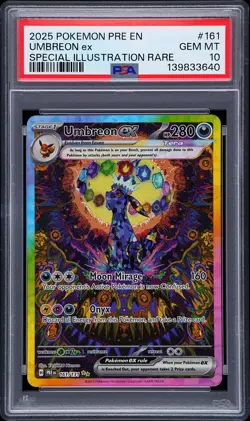 2025 POKEMON PRISMATIC EVOLUTIONS ILLUSTRATION RARE #161 UMBREON EX PSA 10 - Image 1