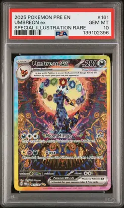 2025 POKEMON PRISMATIC EVOLUTIONS ILLUSTRATION RARE #161 UMBREON EX PSA 10 - Image 1