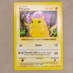 Pokemon Pikachu Card Yellow Cheeks Shadowless 58/102 Base Set Rare LP Light Play - Image 1