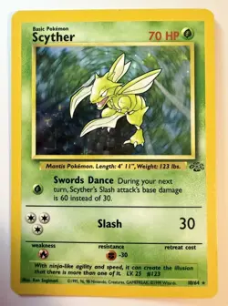 Pokemon TCG Scyther Holo Rare Jungle Card 10/64 Good Condition - Image 1