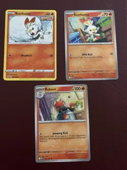 Pokemon TCG Raboot & Scorbunny Collection Of 3 Cards NM Condition - Image 1