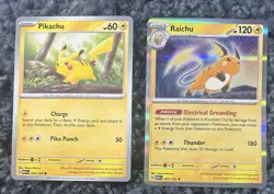 Pokemon TCG Pikachu and Raichu Lot of 2 Cards 1 Holo Foil Both NM - Image 1