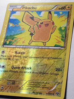 REVERSE HOLO Pikachu 42/146 PL - XY Base Set Pokemon Card - MAHOU Art - Image 2