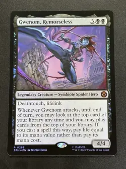 MTG - 1x Gwenom, Remorseless - Foil Bundle Exclusive Promo Spider-Man NM - Image 1