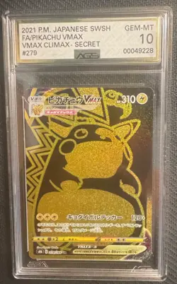 Pikachu VMAX TG 279/184 S8b: Vmax Climax Holo (Japanese) Secret Rare AGS 10 - Image 1