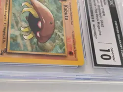 1999 Pokemon Kabuto Fossil Unlimited 50/62 W Stamp Top Deck CGC 10 Gem Mint - Image 4