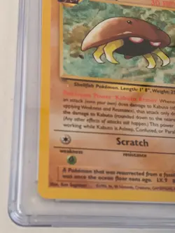 1999 Pokemon Kabuto Fossil Unlimited 50/62 W Stamp Top Deck CGC 10 Gem Mint - Image 5