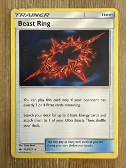 Pokemon TCG Beast Ring 102/131 Sun & Moon Forbidden Light Trainer HP - Image 1