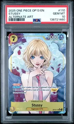 2025 ONE PIECE OP13 110 CARRYING ON HIS WILL STUSSY ALT ART PSA 10 GEM MINT - Image 1