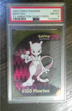PSA 8 2000 TV Animation Clear Card Mewtwo PC5 Pokemon Card Vintage Beauty - Image 1